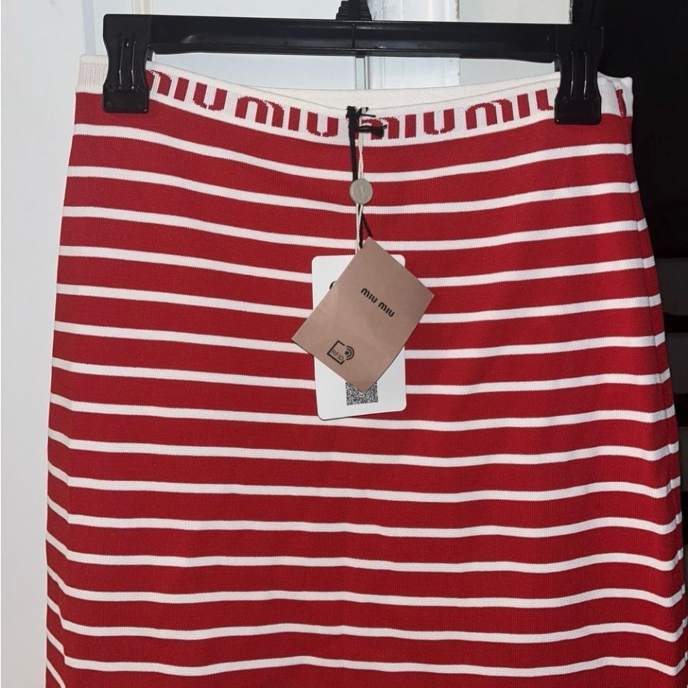 Miu Miu Striped Red and White Mini Skirt